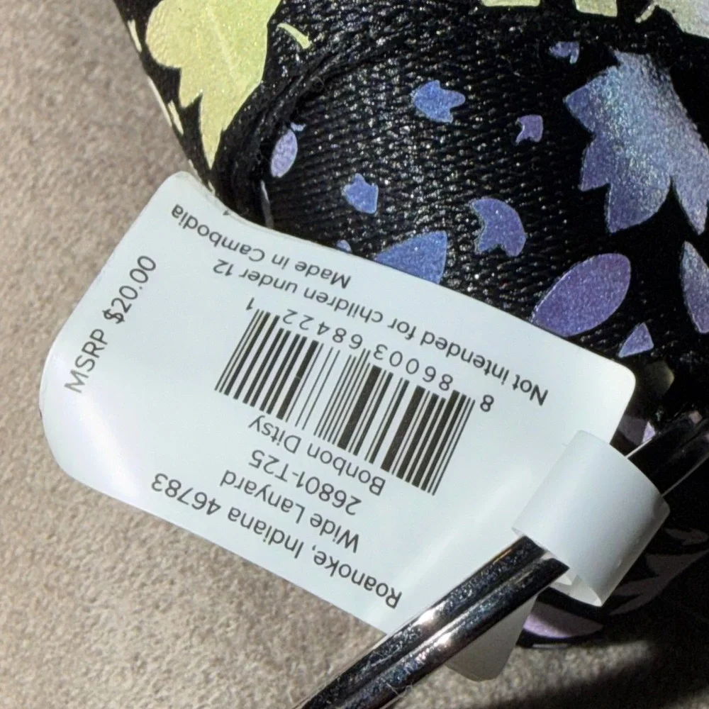 Vera Bradley Wide Lanyard Bonbon Ditsy Floral Black Iridescent 26801-T25